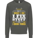 I Fix Stuff Funny Electrician Sparky Mechanic Kids Sweatshirt Jumper Storm Grey