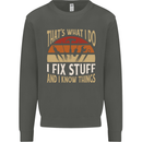 I Fix Stuff Funny Electrician Sparky Mechanic Kids Sweatshirt Jumper Storm Grey