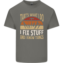I Fix Stuff Funny Electrician Sparky Mechanic Kids T-Shirt Childrens Charcoal