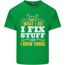 I Fix Stuff Funny Electrician Sparky Mechanic Kids T-Shirt Childrens Irish Green