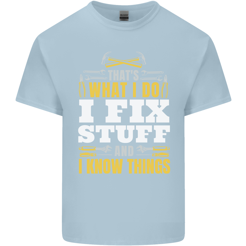 I Fix Stuff Funny Electrician Sparky Mechanic Kids T-Shirt Childrens Light Blue