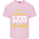 I Fix Stuff Funny Electrician Sparky Mechanic Kids T-Shirt Childrens Light Pink