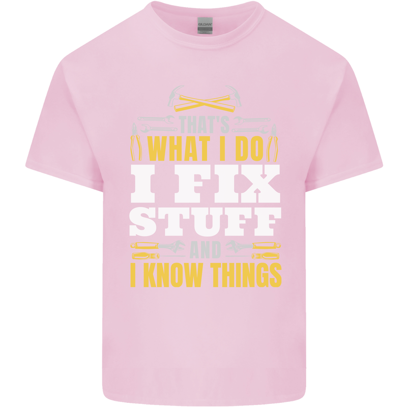 I Fix Stuff Funny Electrician Sparky Mechanic Kids T-Shirt Childrens Light Pink