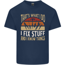 I Fix Stuff Funny Electrician Sparky Mechanic Kids T-Shirt Childrens Navy Blue