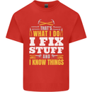I Fix Stuff Funny Electrician Sparky Mechanic Kids T-Shirt Childrens Red