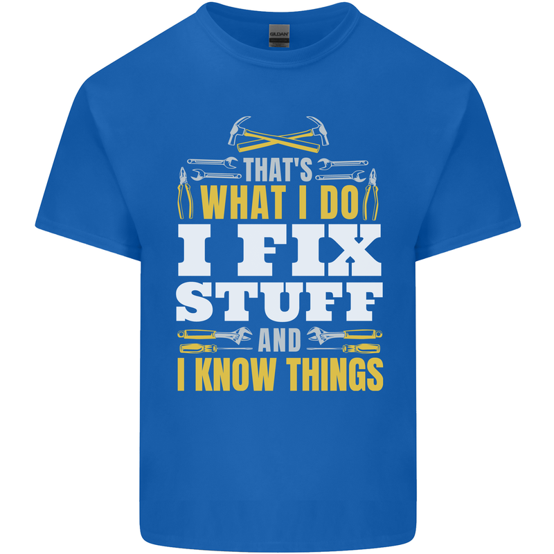 I Fix Stuff Funny Electrician Sparky Mechanic Kids T-Shirt Childrens Royal Blue