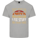 I Fix Stuff Funny Electrician Sparky Mechanic Kids T-Shirt Childrens Sports Grey