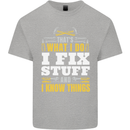 I Fix Stuff Funny Electrician Sparky Mechanic Kids T-Shirt Childrens Sports Grey