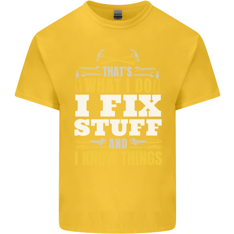 I Fix Stuff Funny Electrician Sparky Mechanic Kids T-Shirt Childrens Yellow