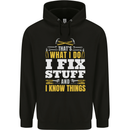 I Fix Stuff Funny Electrician Sparky Mechanic Mens 80% Cotton Hoodie Black