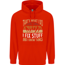 I Fix Stuff Funny Electrician Sparky Mechanic Mens 80% Cotton Hoodie Bright Red