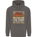 I Fix Stuff Funny Electrician Sparky Mechanic Mens 80% Cotton Hoodie Charcoal