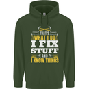 I Fix Stuff Funny Electrician Sparky Mechanic Mens 80% Cotton Hoodie Forest Green