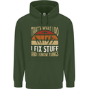 I Fix Stuff Funny Electrician Sparky Mechanic Mens 80% Cotton Hoodie Forest Green