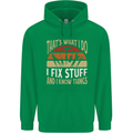 I Fix Stuff Funny Electrician Sparky Mechanic Mens 80% Cotton Hoodie Irish Green
