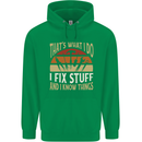 I Fix Stuff Funny Electrician Sparky Mechanic Mens 80% Cotton Hoodie Irish Green