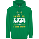 I Fix Stuff Funny Electrician Sparky Mechanic Mens 80% Cotton Hoodie Irish Green