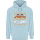 I Fix Stuff Funny Electrician Sparky Mechanic Mens 80% Cotton Hoodie Light Blue