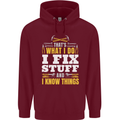 I Fix Stuff Funny Electrician Sparky Mechanic Mens 80% Cotton Hoodie Maroon