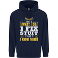 I Fix Stuff Funny Electrician Sparky Mechanic Mens 80% Cotton Hoodie Navy Blue