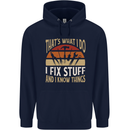 I Fix Stuff Funny Electrician Sparky Mechanic Mens 80% Cotton Hoodie Navy Blue