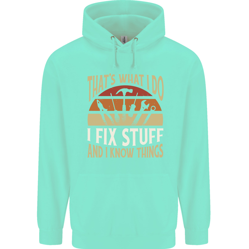I Fix Stuff Funny Electrician Sparky Mechanic Mens 80% Cotton Hoodie Peppermint