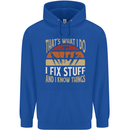 I Fix Stuff Funny Electrician Sparky Mechanic Mens 80% Cotton Hoodie Royal Blue