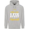 I Fix Stuff Funny Electrician Sparky Mechanic Mens 80% Cotton Hoodie Sports Grey