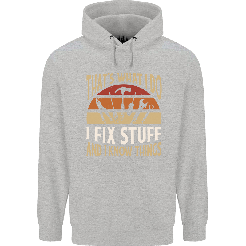 I Fix Stuff Funny Electrician Sparky Mechanic Mens 80% Cotton Hoodie Sports Grey