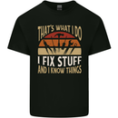 I Fix Stuff Funny Electrician Sparky Mechanic Mens Cotton T-Shirt Tee Top Black