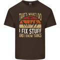I Fix Stuff Funny Electrician Sparky Mechanic Mens Cotton T-Shirt Tee Top Dark Chocolate
