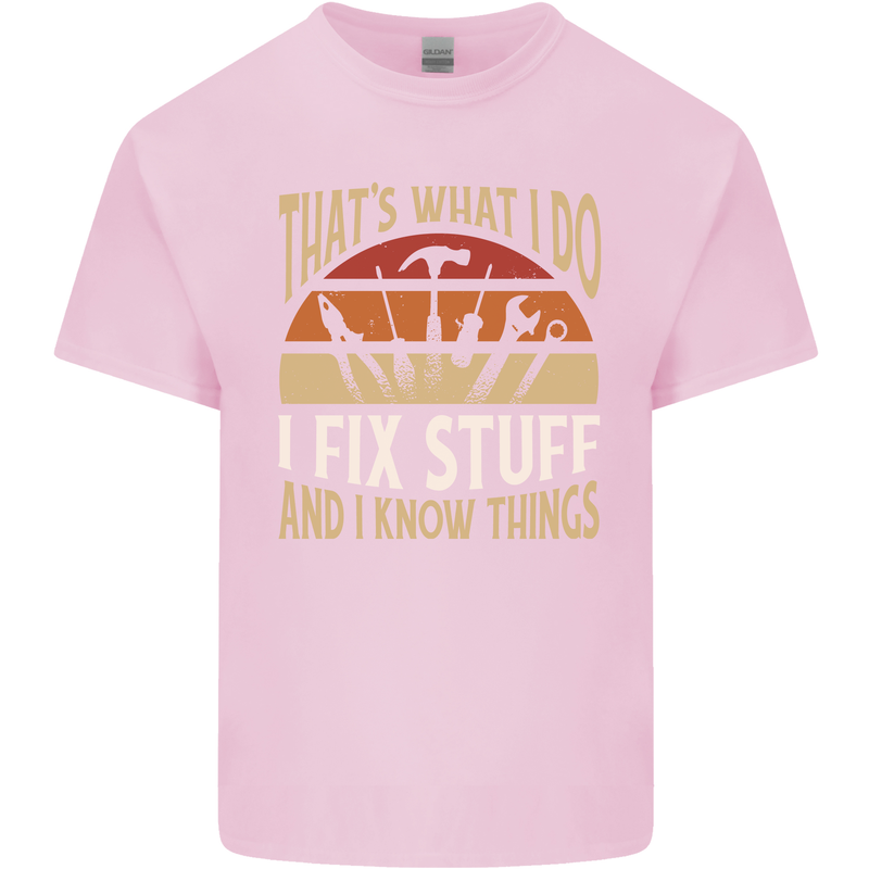 I Fix Stuff Funny Electrician Sparky Mechanic Mens Cotton T-Shirt Tee Top Light Pink