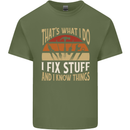 I Fix Stuff Funny Electrician Sparky Mechanic Mens Cotton T-Shirt Tee Top Military Green