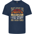 I Fix Stuff Funny Electrician Sparky Mechanic Mens Cotton T-Shirt Tee Top Navy Blue