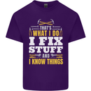 I Fix Stuff Funny Electrician Sparky Mechanic Mens Cotton T-Shirt Tee Top Purple