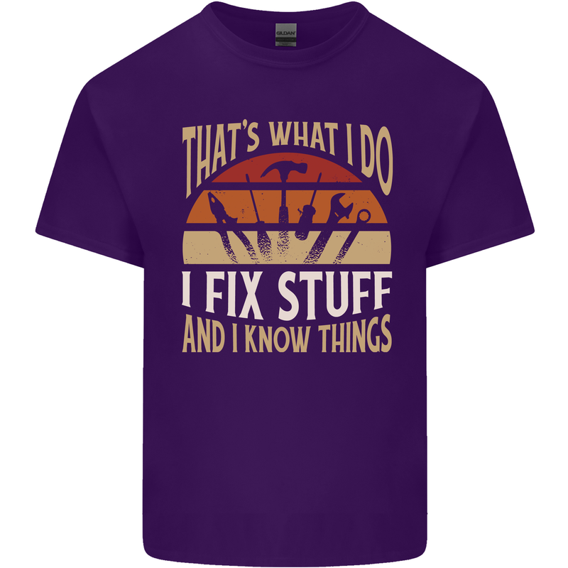 I Fix Stuff Funny Electrician Sparky Mechanic Mens Cotton T-Shirt Tee Top Purple