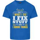 I Fix Stuff Funny Electrician Sparky Mechanic Mens Cotton T-Shirt Tee Top Royal Blue