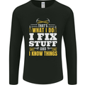 I Fix Stuff Funny Electrician Sparky Mechanic Mens Long Sleeve T-Shirt Black