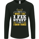 I Fix Stuff Funny Electrician Sparky Mechanic Mens Long Sleeve T-Shirt Black