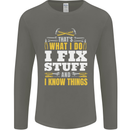 I Fix Stuff Funny Electrician Sparky Mechanic Mens Long Sleeve T-Shirt Charcoal