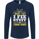 I Fix Stuff Funny Electrician Sparky Mechanic Mens Long Sleeve T-Shirt Navy Blue