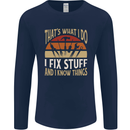 I Fix Stuff Funny Electrician Sparky Mechanic Mens Long Sleeve T-Shirt Navy Blue