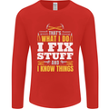 I Fix Stuff Funny Electrician Sparky Mechanic Mens Long Sleeve T-Shirt Red