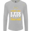 I Fix Stuff Funny Electrician Sparky Mechanic Mens Long Sleeve T-Shirt Sports Grey