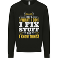 I Fix Stuff Funny Electrician Sparky Mechanic Mens Sweatshirt Jumper Black