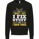 I Fix Stuff Funny Electrician Sparky Mechanic Mens Sweatshirt Jumper Black
