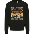 I Fix Stuff Funny Electrician Sparky Mechanic Mens Sweatshirt Jumper Black