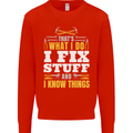 I Fix Stuff Funny Electrician Sparky Mechanic Mens Sweatshirt Jumper Bright Red