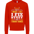 I Fix Stuff Funny Electrician Sparky Mechanic Mens Sweatshirt Jumper Bright Red