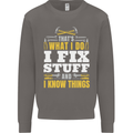 I Fix Stuff Funny Electrician Sparky Mechanic Mens Sweatshirt Jumper Charcoal
